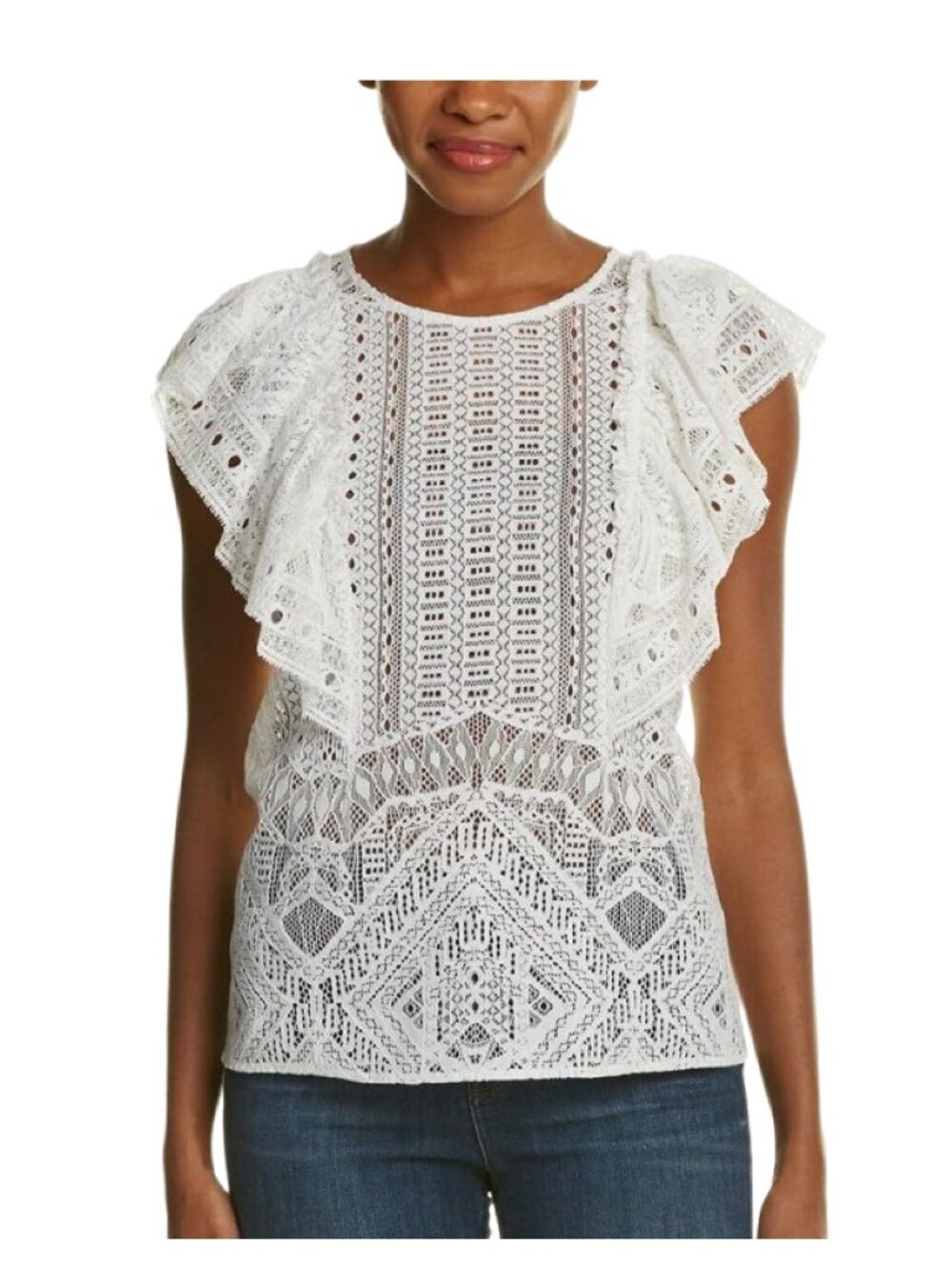 BCBGMAXAZRIA Nishka Ruffled Lace Top, size XS, NWOT